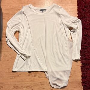 Lisa Rinna collection white long sleeve top with chiffon size large